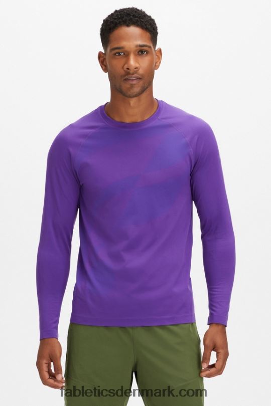 Fabletics Mænd træningsdagen langærmet t-shirt PNX2T3567 dyb violet abstrakt f