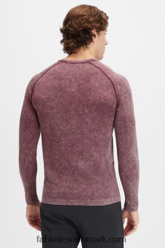 Fabletics Mænd træningsdagen langærmet t-shirt PNX2T3569 vasket okseblod
