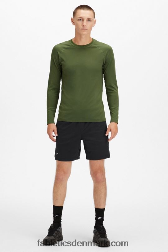 Fabletics Mænd træningsdagen langærmet t-shirt PNX2T3570 mørkt mos