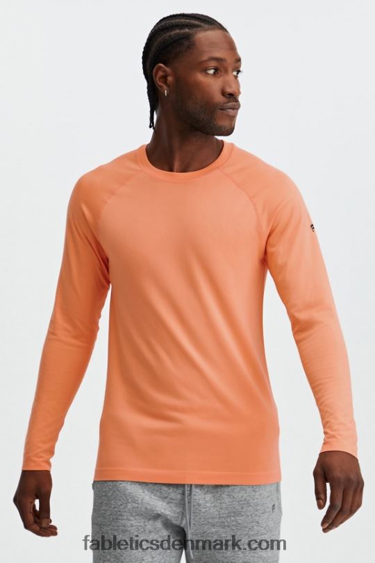 Fabletics Mænd træningsdagen langærmet t-shirt PNX2T3572 frisk abrikos