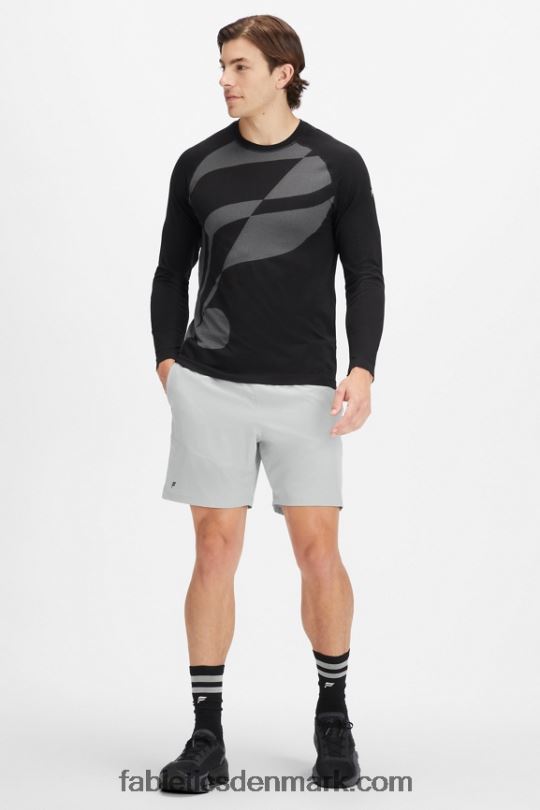 Fabletics Mænd træningsdagen langærmet t-shirt PNX2T3573 sort abstrakt f