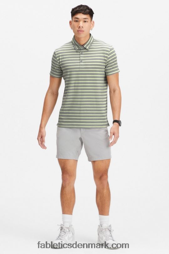 Fabletics Mænd 24-7 polo 173 PNX2T3437 falmet lime skyggestribe