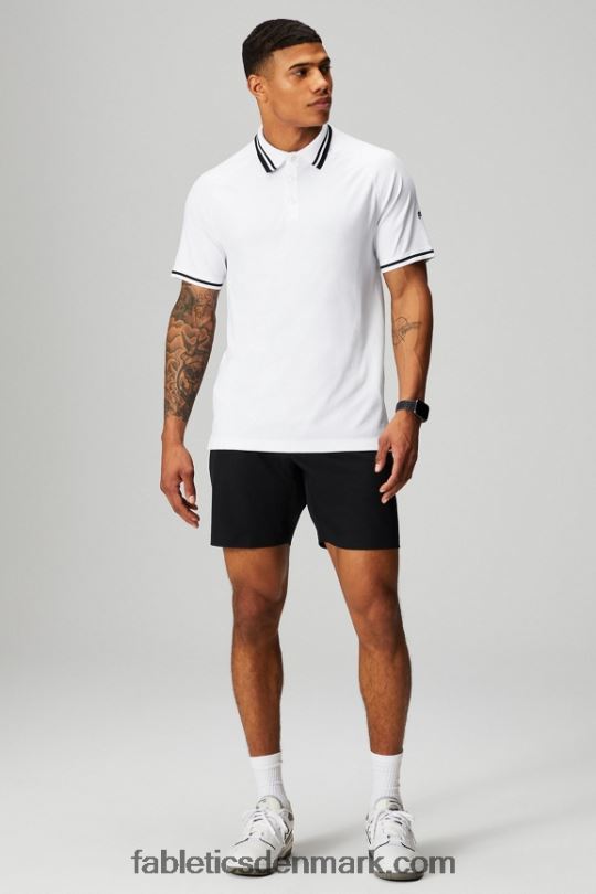 Fabletics Mænd træningsdagen tippet polo PNX2T3444 hvid/sort spids