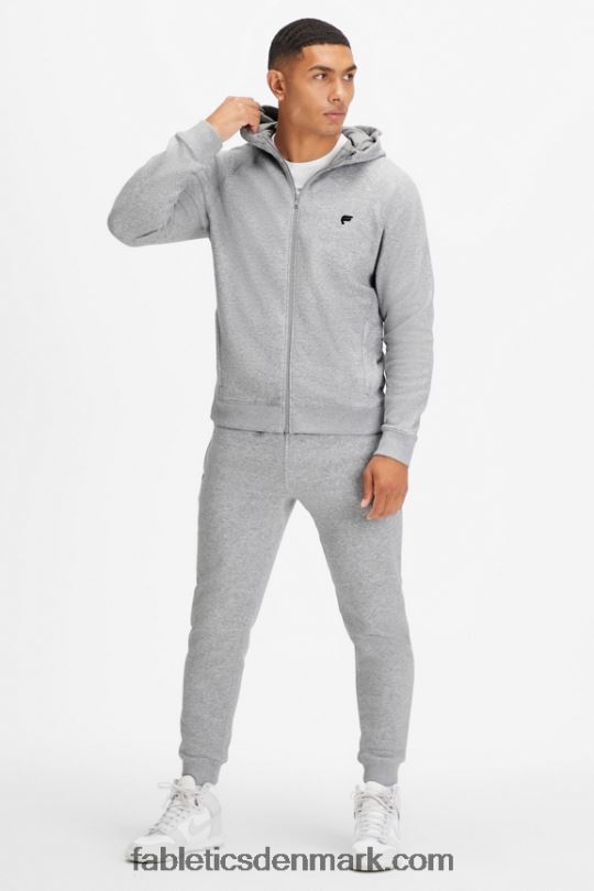 Fabletics Mænd hættetrøjen med fuld lynlås PNX2T3706 klassisk grå lyng