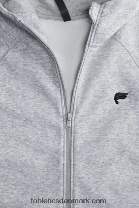 Fabletics Mænd hættetrøjen med fuld lynlås PNX2T3706 klassisk grå lyng