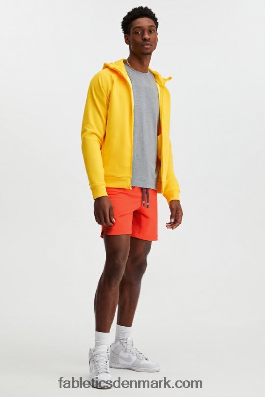 Fabletics Mænd hættetrøjen med fuld lynlås PNX2T3708 vintage gul