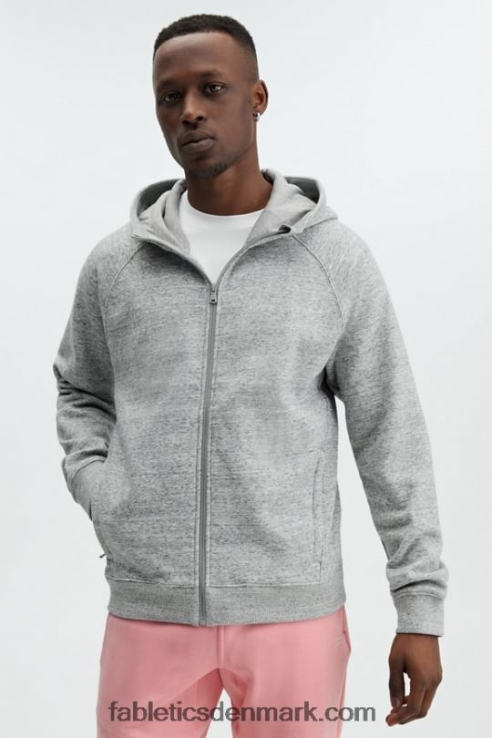 Fabletics Mænd hættetrøjen med fuld lynlås PNX2T3709 mellemgrå hst