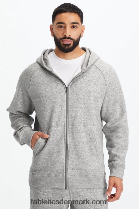 Fabletics Mænd postgame hættetrøje med fuld lynlås PNX2T3720 grå lyng