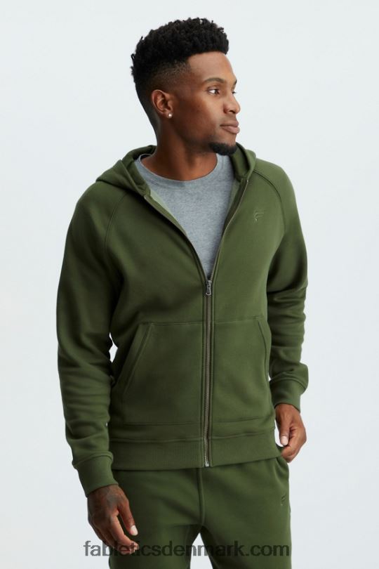 Fabletics Mænd postgame hættetrøje med fuld lynlås PNX2T3721 olivengrøn
