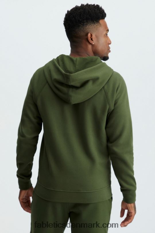 Fabletics Mænd postgame hættetrøje med fuld lynlås PNX2T3721 olivengrøn