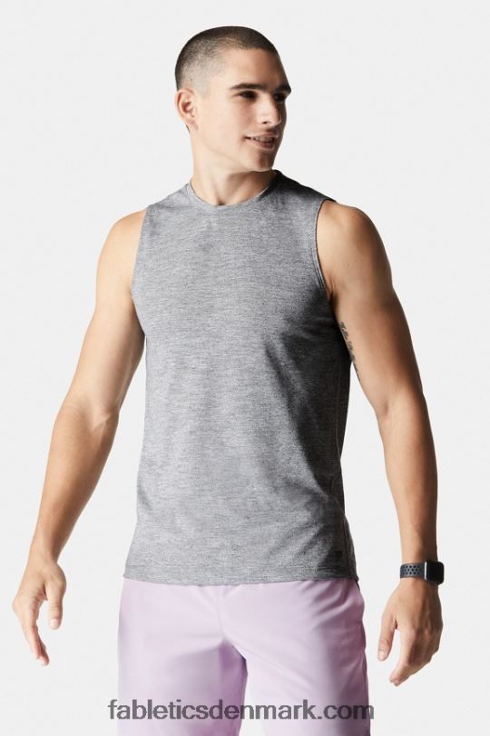 Fabletics Mænd ærmeløs t-shirt på forreste række PNX2T3400 grå lyng
