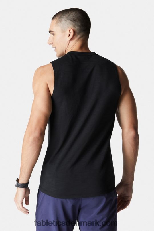 Fabletics Mænd ærmeløs t-shirt på forreste række PNX2T3401 sort