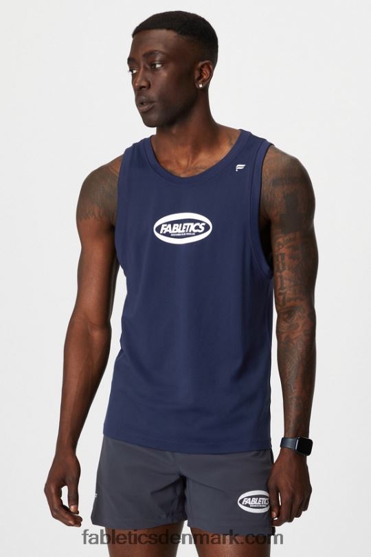 Fabletics Mænd træningsdagstanken PNX2T3388 marineblå oval